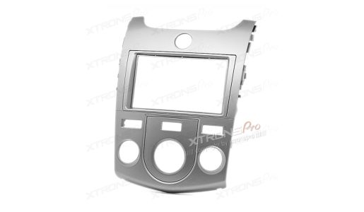 Double Din In-dash Car Audio Silver Installation Kit Fascia Plate for KIA with Manual Air-Conditioning