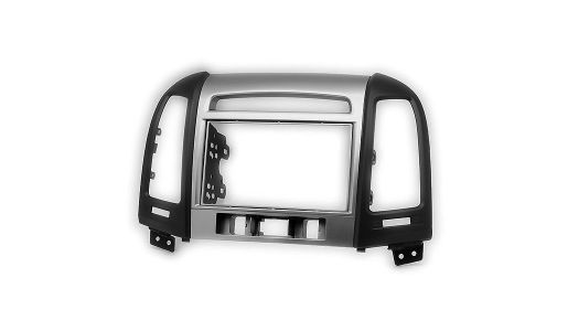 Silver & Black Double Din CD Radio Facia Fascia Panel Surround for HYUNDAI Santa Fe