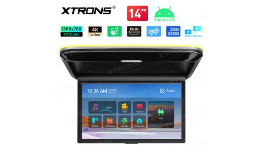 14 Inch 2+32GB 1366x768 HD Dual Speakers Android Flip Down Car Roof Multimedia Player With Superior Sound & HD Input