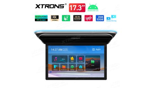 17.3 inch IPS Screen Flip Down Android Car Roof Multimedia Player With Superior Sound & HD Input