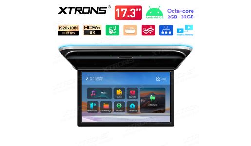 17.3” FHD 1080P IPS Screen Octa-core Android Car TV Roof Multimedia Player with Superior Sound and Screen Mirroring