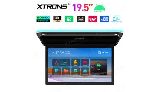 19.5 inch 1600x900P IPS Screen Flip Down Android Car Roof Multimedia Player With Superior Sound & HD Input