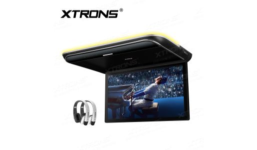 19.5 inch HD Digital TFT 16:9 Screen Ultra-thin Roof Mounted Player with Built-in Speakers and Colourful Aura Light & 2pcs headphones