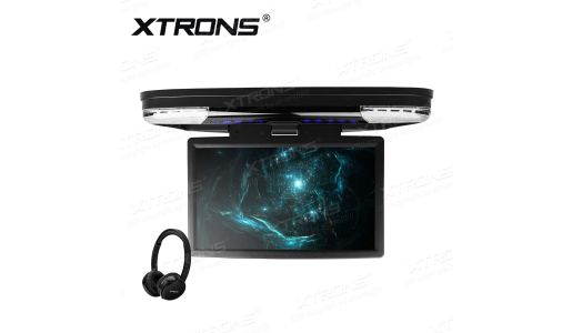 15.6 inch FHD Monitor Car Roof DVD Player with HDMI Port & 2pcs Headphones,16:9 TFT Monitor 