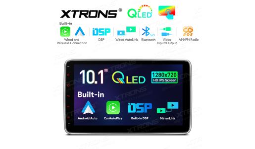 1-Din Universal Fit 10.1'' QLED Display Adjustable Screen Car Multimedia Player 