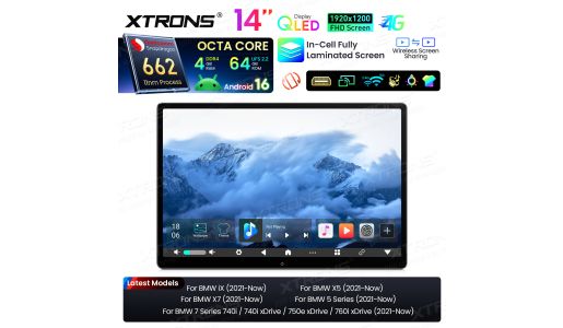 14 Inch Qualcomm 662 Android 16 4+64GB  Headrest Car Back Seat Monitor for BMW 5 /7 Series/X5/X7/iX