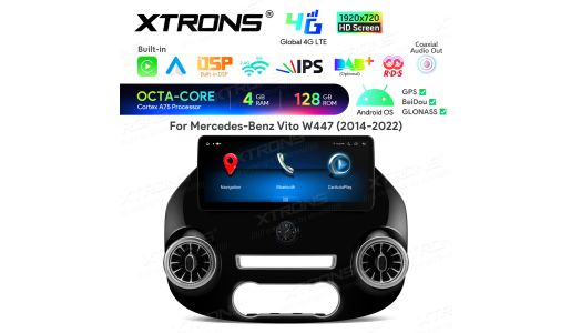 12.3 inch 4+128GB 1920x720P Anti-Glare Screen Android Car Screen Infotainment System for Mercedes-Benz Vito W447