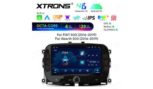 7 inch Octa Core 4+128GB Global 4G 1024x600 IPS Screen Android Car Stereo Multimedia Player for Fiat 500/ Abarth 500 (2016-2019)