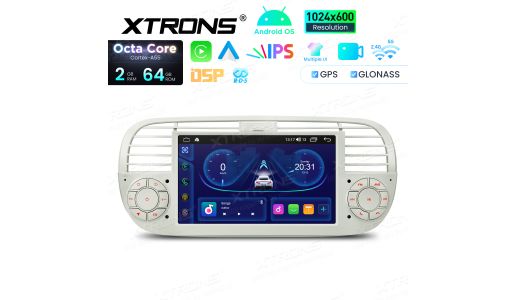 7 Inch Octa Core 64GB IPS Display EQ DSP Multiple UI Android Navigation Car Stereo for Fiat 500 (2007-2015)