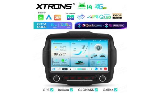 9 Inch UNISOC 7865 8+128GB Global 4G AKM DSP Dual Bluetooth QLED Screen Android Car Stereo Navigation System Custom fit for JEEP Renegade 2015-2020