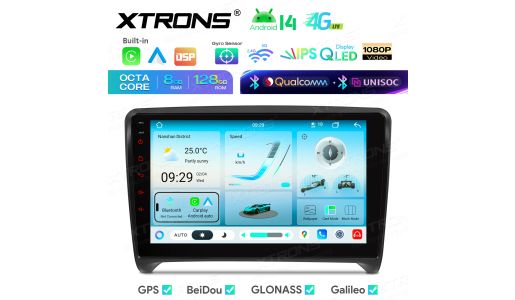 9 Inch UNISOC 7865 8+128GB Dual Bluetooth QLED Screen Global 4G AKM DSP Android Car Stereo Navigation System for Audi TT MK2 8J (2006-2012)