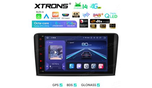 8 inch Octa core Car Navigation System 4G 8+256GB QLED Display Android 14 Fit for Audi