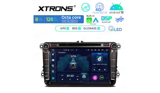 8 inch QLED Display Android Car Stereo Multimedia Player Octa core Processor 8GB RAM & 128GB ROM Custom Fit for VW, Skoda and SEAT