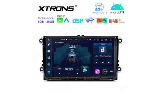 9 inch QLED Display Android Car Stereo Multimedia Player Octa core Processor 8GB RAM & 12GB ROM Custom Fit for VW, Skoda and SEAT