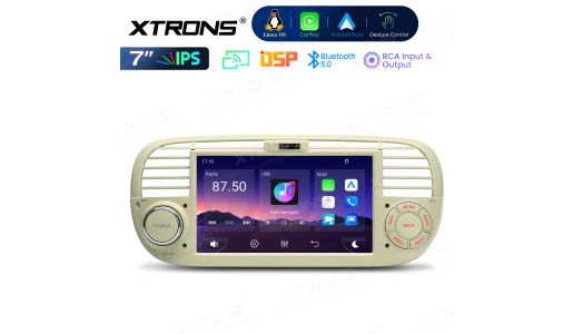 7 Inch Beige Linux Car Autoradio for Fiat 500 Radio BT CarPlay Android Auto Screen Mirroring Hand Gesture Control Navigation