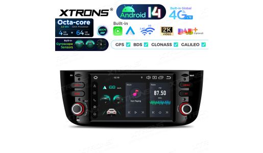 6.2 Inch Octa Core 4+64GB Global 4G LTE Android 14 Car Stereo Multimedia Player AKM DSP Gyroscope Sensors for Fiat