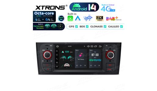 6.1 Inch Octa Core 4+64GB Global 4G LTE Android 14 Car Stereo Multimedia Player AKM DSP Gyroscope Sensors for Fiat