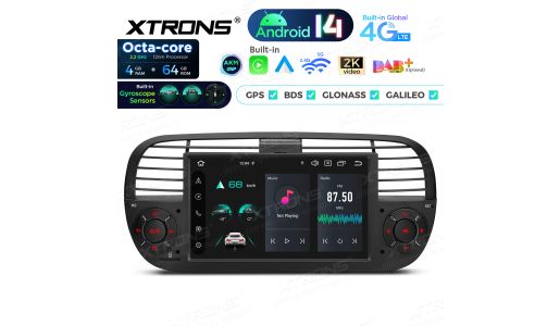 7" 4+64GB Global 4G LTE Android 14 IPS Car Stereo Multimedia Player Built-in AKM DSP Gyroscope Sensors Custom Fit for Fiat