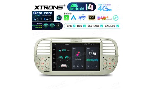 7" 4+64GB Global 4G LTE Android 14 IPS Car Stereo Multimedia Player Built-in AKM DSP Gyroscope Sensors Custom Fit for Fiat