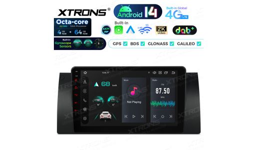 9 inch 4+64GB Android 14 Car Stereo Multimedia Player Built-in DAB+ AKM DSP Global 4G IPS Gyroscope Sensors for BMW X5 E53