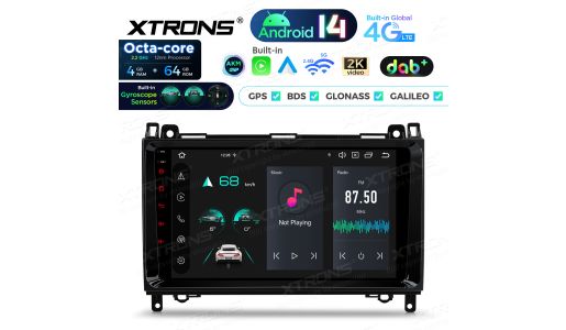9 inch 4+64GB Android 14 Car Stereo Multimedia Player Built-in DAB+ AKM DSP Global 4G IPS Gyroscope Sensors for Mercedes Benz/Volkswagen Crafter