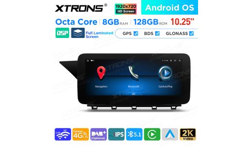 10.25 Inch Android 14 Octa Core 4GB+64GB Car GPS Multimedia Player for Mercedes-Benz GLK-Class X204 (2008-2012) Left Driving Vehicles