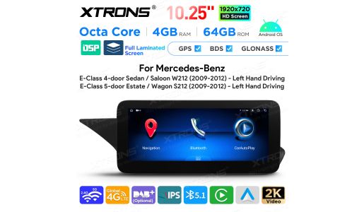 10.25 Inch Android Octa Core 4GB+64GB Car GPS Multimedia Player for Mercedes-Benz E-Class W212/S212 (2009-2012) Left Driving Vehicles