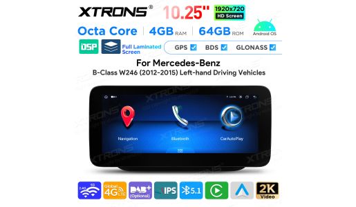 10.25 inch Android Octa Core 4GB+64GB Car GPS Multimedia Player for Mercedes-Benz B-Class W246 (2012-2015) Left Driving Vehicles