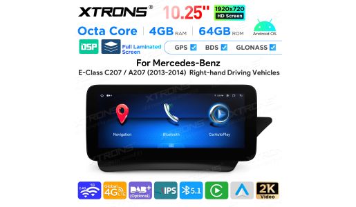 10.25 Inch Android Octa Core 4GB+64GB Car GPS Multimedia Player for Mercedes-Benz E-Class C207 / A207 (2013-2014) Right Driving Vehicles