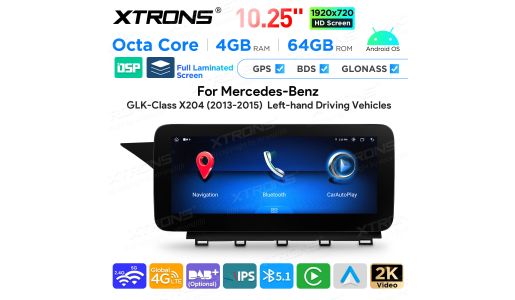 10.25 Inch Android Octa Core 4GB+64GB Car GPS Multimedia Player for Mercedes-Benz GLK-Class X204 (2013-2015) Left Driving Vehicles