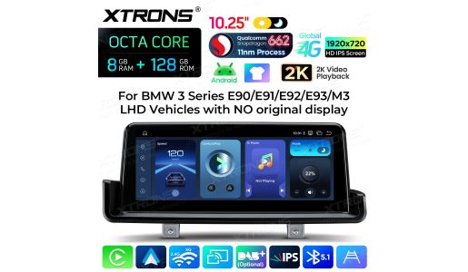 10.25 inch 8+128GB Qualcomm Snapdragon 662 2K Video Playback Global 4G Android Car Stereo for BMW 3 Series LHD with No Original Display
