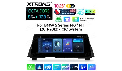 10.25 inch 8+128GB Android Car Stereo Qualcomm Snapdragon 662 Fully Laminated Screen Global 4G for BMW 5 Series F10/F11 With CIC System