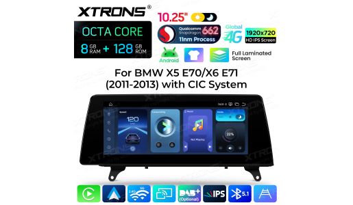 10.25 inch 8+128GB Android Car Stereo Qualcomm Snapdragon 662 Fully Laminated Screen Global 4G for BMW X5 E70/ X6 E71 LHD With CIC System