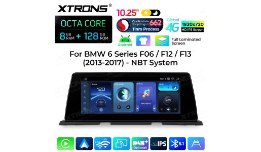 10.25 inch 8+128GB Android Car Stereo Qualcomm Snapdragon 662 Fully Laminated Screen Global 4G for BMW 6 Series F06/F12/F13 With NBT System