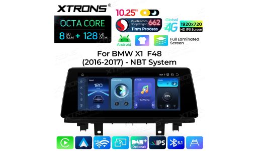 10.25 inch 8+128GB Android Car Stereo Qualcomm Snapdragon 662 Fully Laminated Screen Global 4G for BMW X1 F48 With NBT System
