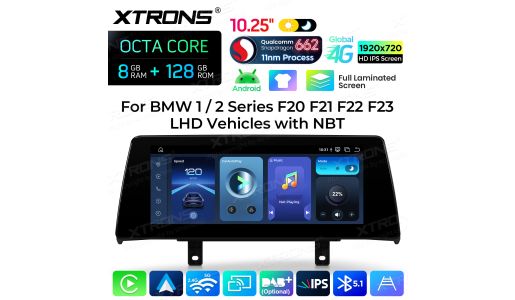 10.25 inch 8+128GB Android Car Stereo Qualcomm Snapdragon 662 Fully Laminated Screen Global 4G for BMW 1/2 Series LHD With NBT System