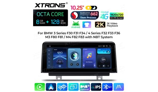 10.25 inch 8+128GB Android Car Stereo Qualcomm Snapdragon 662 1920*720 Fully Laminated Screen Global 4G for BMW 3/4 Series/M3/M4 NBT System