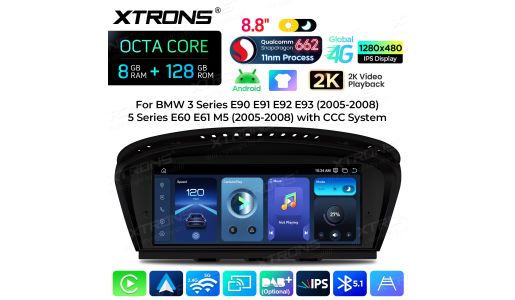8.8 inch 8+128GB Android Car Stereo Qualcomm Snapdragon 662 Global 4G 2K Video Playback for BMW 3/5 Series CCC