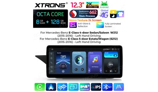12.3" Snapdragon 662 Octa Core 8+128GB Android Car Stereo Multimedia Player with Nano Texture 2K Screen for Mercedes-Benz E-Class W212 / S212 2015 to 2016 LHD NTG 5.0/5.1/5.2