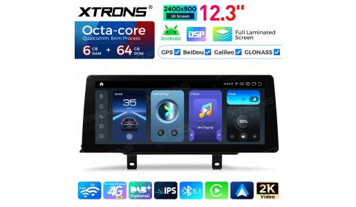 12.3 Inch Android Car Stereo Multimedia Player for BMW 3 / 4 Series / M3 / M4 LHD NBT Qualcomm 665 6+64GB 2400x900 2K Fully Laminated Screen 4G