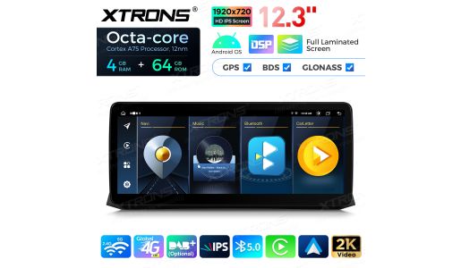 12.3 inch Octa Core 4+64GB Global 4G LTE Android Car Stereo Multimedia Player with Fully-laminated Screen for BMW 5 Series E60 E61 CCC