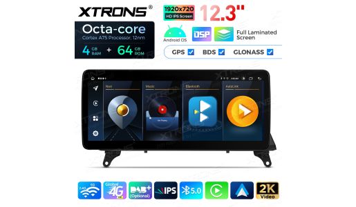 12.3 inch Octa Core 4+64GB Global 4G LTE Android Car Stereo Multimedia Player with Fully-laminated Screen for BMW X5 E70 / X6 E71 CCC Left Driving Vehicles