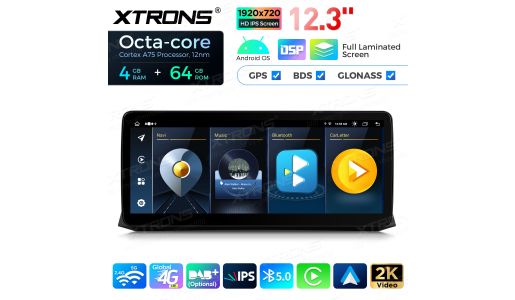 12.3 inch Octa Core 4+64GB Global 4G LTE Android Car Stereo Multimedia Player with Fully-laminated Screen for BMW 5 Series E60 E61 CIC