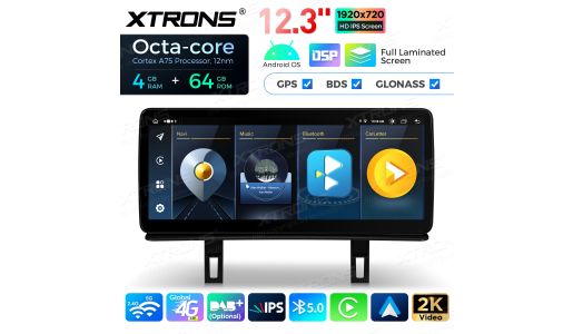 12.3 inch Octa Core 4+64GB Global 4G LTE Android Car Stereo Multimedia Player with Fully-laminated Screen for BMW 1 Series E81 / E82 / E87 / E88 CIC