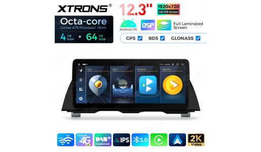 12.3 inch Octa Core 4+64GB Global 4G LTE Android Car Stereo Multimedia Player with Fully-laminated Screen for BMW 5 Series F10 / F11 CIC
