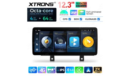 12.3 inch Octa Core 4+64GB Global 4G LTE Android Car Stereo Multimedia Player with Fully-laminated Screen for BMW 3 Series F30 F31 F34 F35 / 4 Series F32 F33 F36 NBT EVO System Right Driving Vehicles