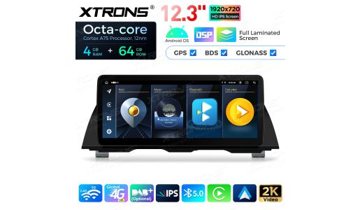 12.3 inch Octa Core 4+64GB Global 4G LTE Android Car Stereo Multimedia Player with Fully-laminated Screen for BMW 5 Series F10 / F11 NBT