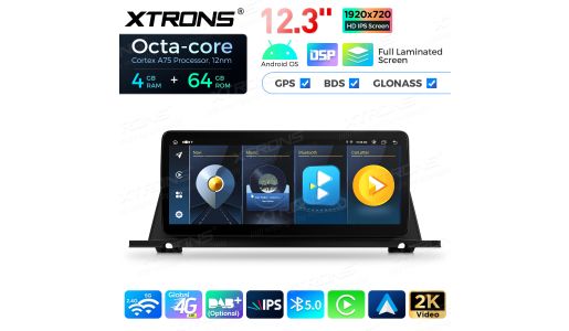 12.3 inch Octa Core 4+64GB Global 4G LTE Android Car Stereo Multimedia Player with Fully-laminated Screen for BMW 5 Series F07 NBT