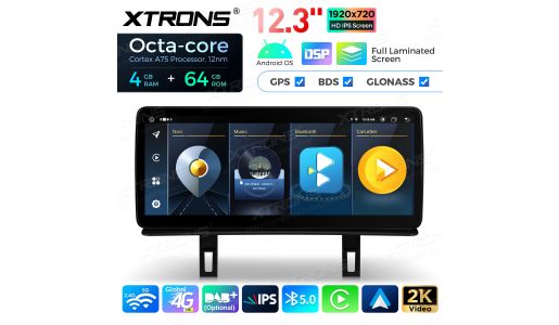 12.3 inch Octa Core 4+64GB Global 4G LTE Android Car Stereo Multimedia Player with Fully-laminated Screen for BMW 1 Series E81 / E82 / E87 / E88 With No Original Display