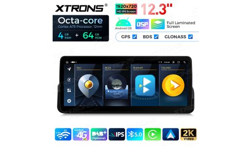 12.3 inch Octa Core 4+64GB Global 4G LTE Android Car Stereo Multimedia Player with Fully-laminated Screen for BMW 3 Series E90/E91/E92/E93 with No Original Display